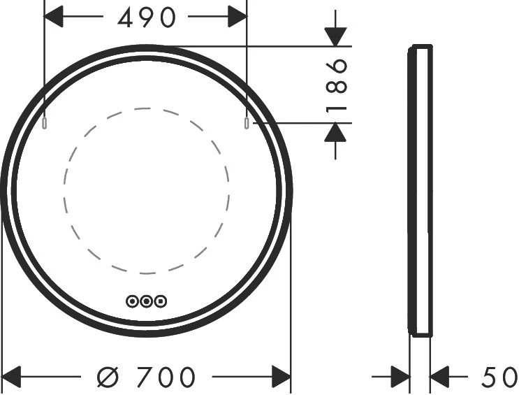 Xarita S Spiegel mit LED-Beleuchtung 700/50 kapazitiver Berührungssensor Mattweiß