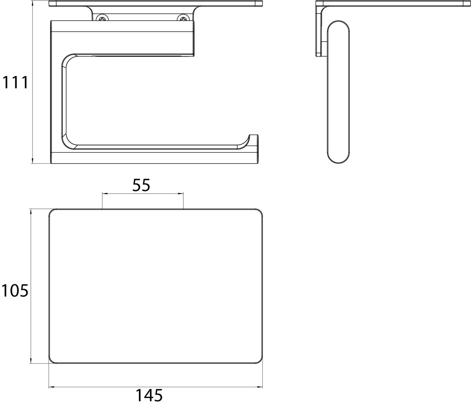 emco Accessoires-Set mit Papierhalter und Ablage „flow“ in chrom, Befestigung verdeckt