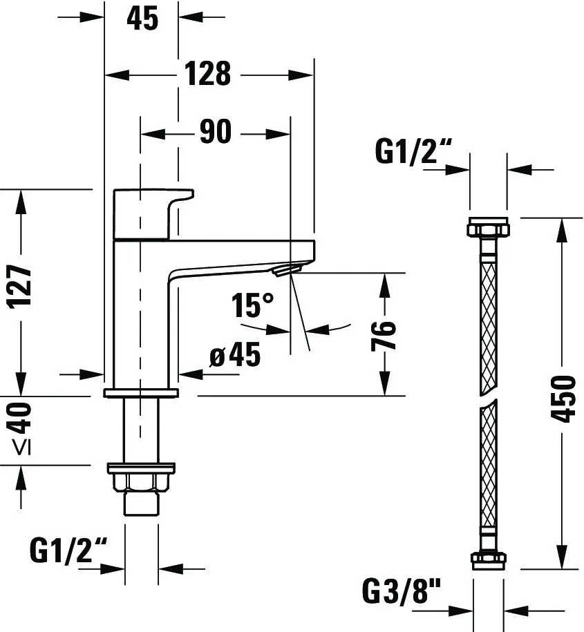 Manhattan Standventil chr. 45x127x128 Ausla.: 90 Strhlfo. EC Manhattan Standventil chr. 45x127x128 Ausla.: 90 Strhlfo. EC