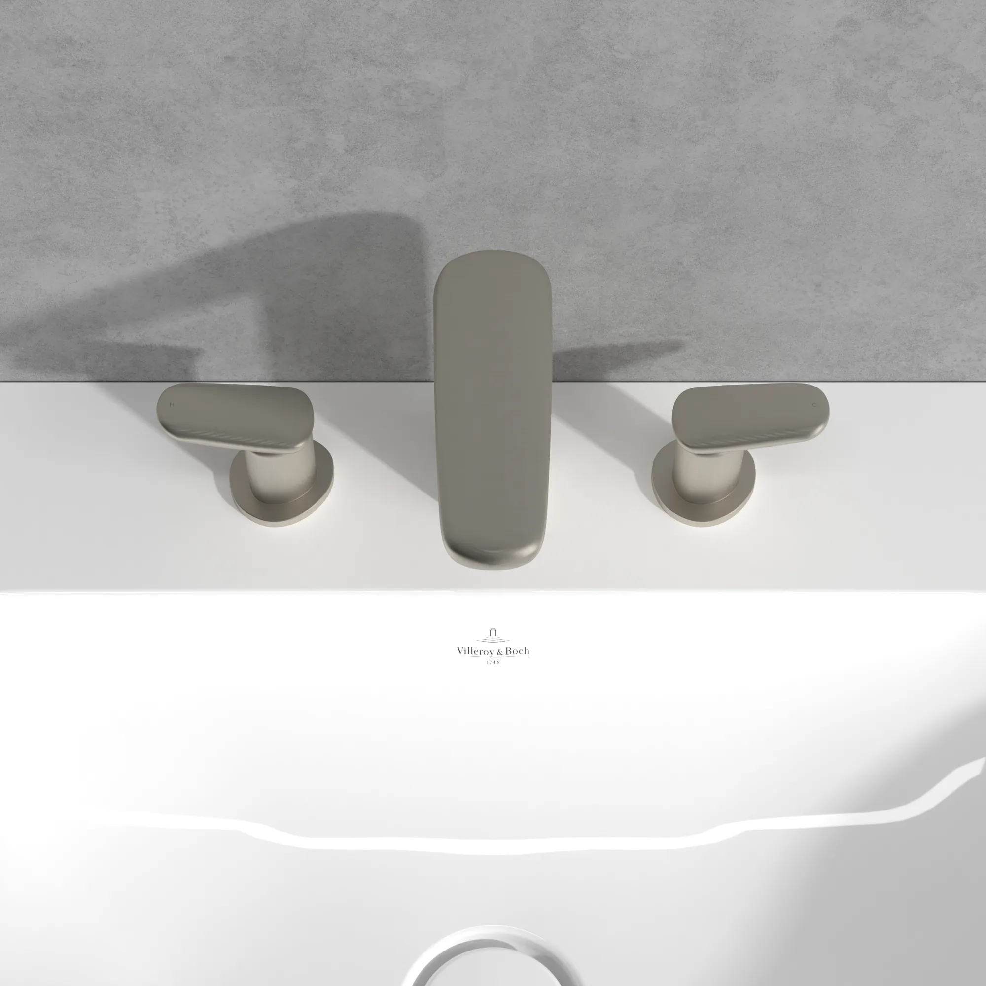 Zweihand-Waschtischarmatur „Antao“ 16,4 cm Ausladung 115 mm in Brushed Nickel Matt Zweihand-Waschtischarmatur „Antao“ 16,4 cm Ausladung 115 mm in Brushed Nickel Matt