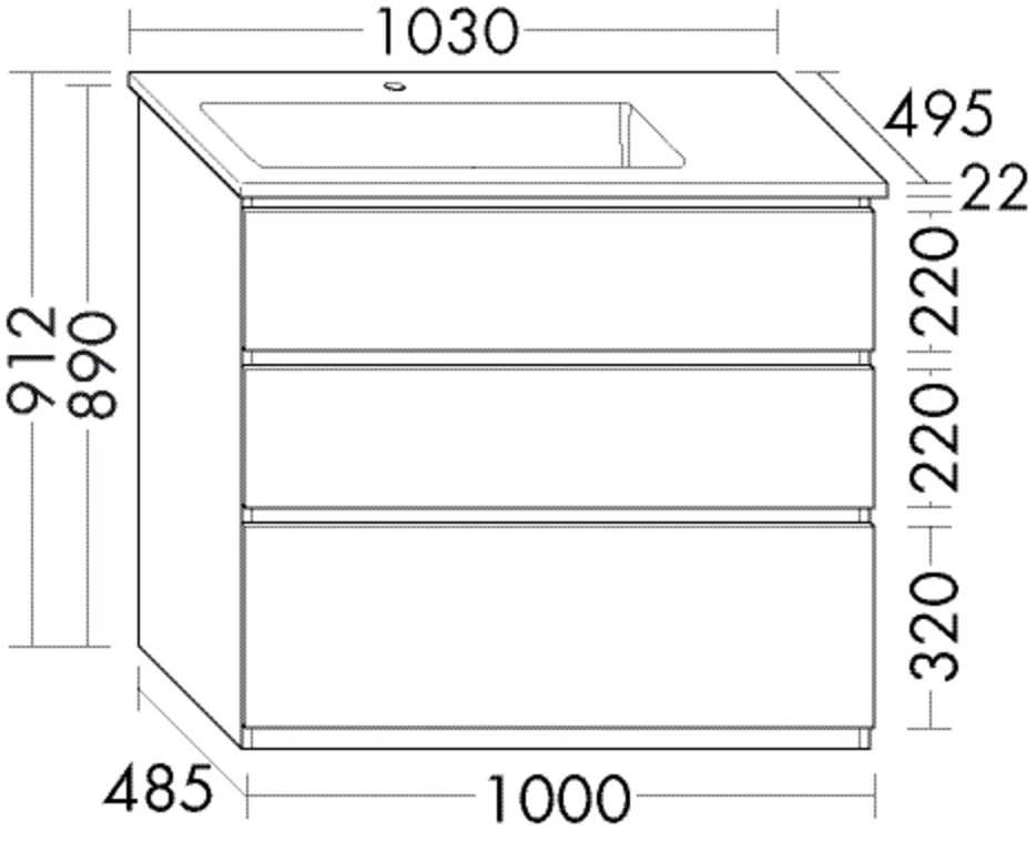 burgbad Waschtischunterschrank „Lin20“ in RAL-Farbe Solid Matt