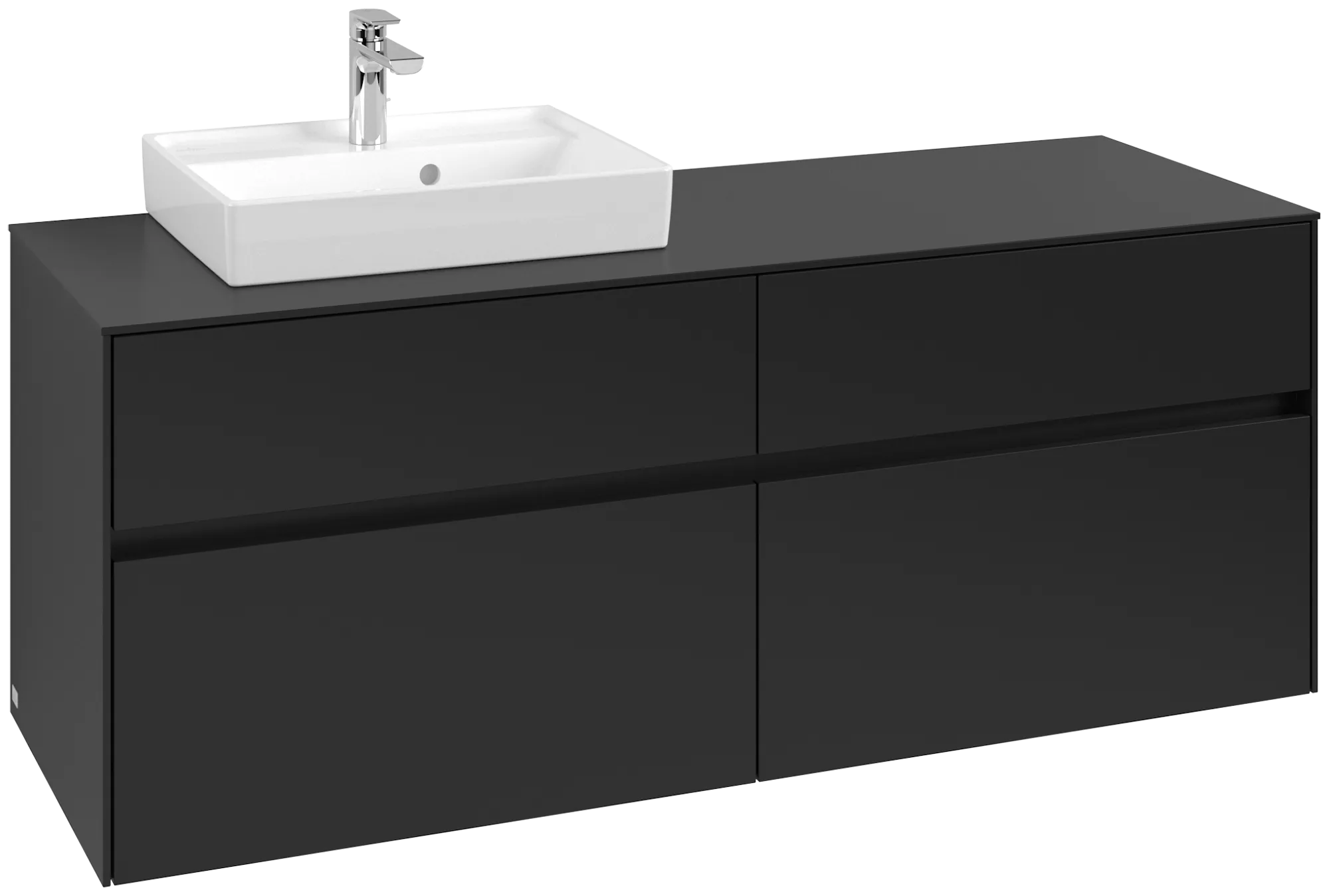 Villeroy & Boch Collaro Waschbeckenunterschrank C074B0, 1400 x 548 x 500 mm, links, mit LED-Beleuchtung, Volcano Black