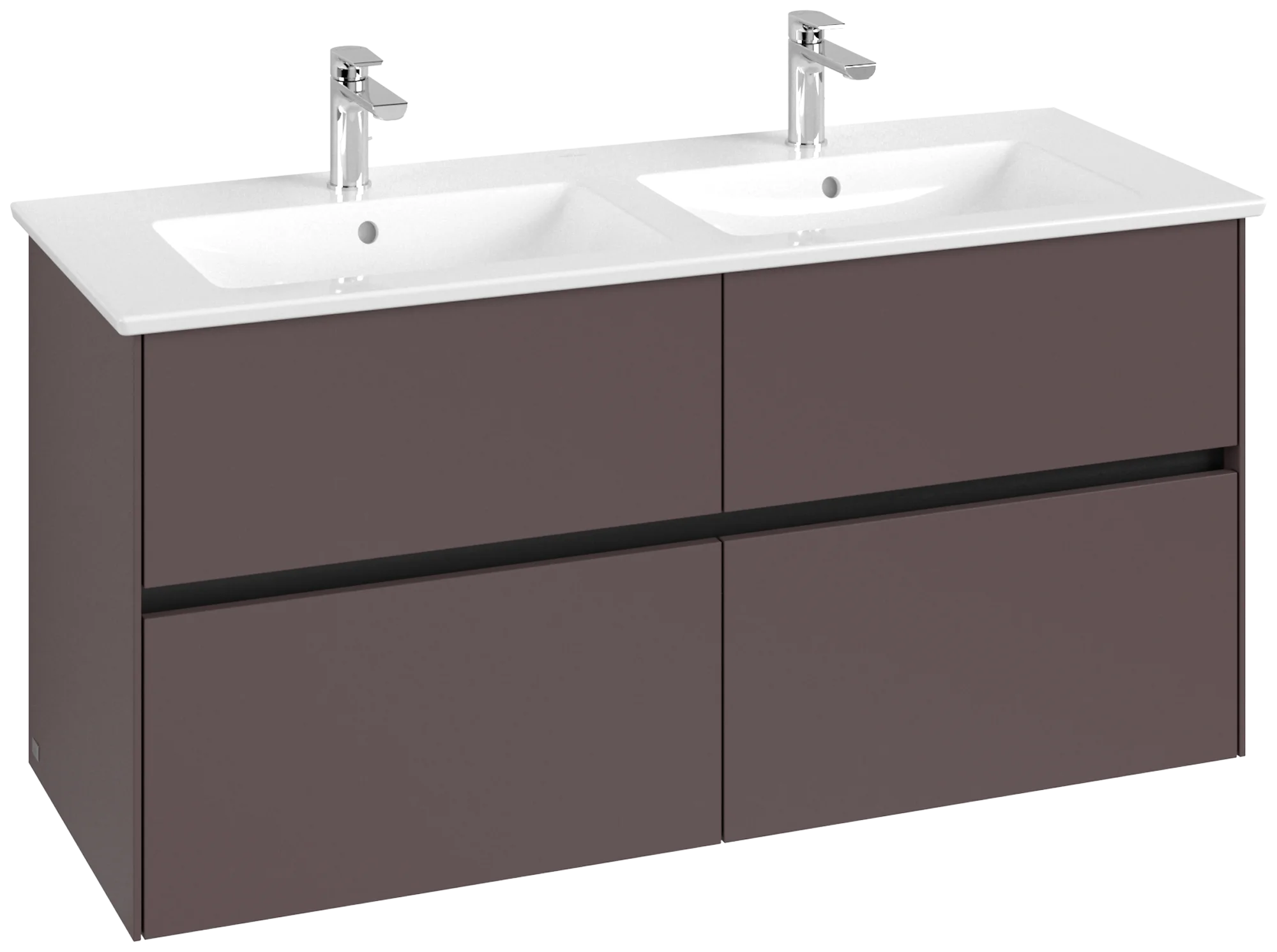 Villeroy & Boch Waschbeckenunterschrank Collaro, Eckig Dark Berry, 1261x610x480mm, 4 Auszüge mit SoftClosing, Wandmontage