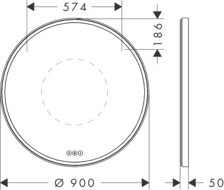 Hansgrohe Xarita S Spiegel mit LED-Beleuchtung, 900x900x50, Mattweiß
