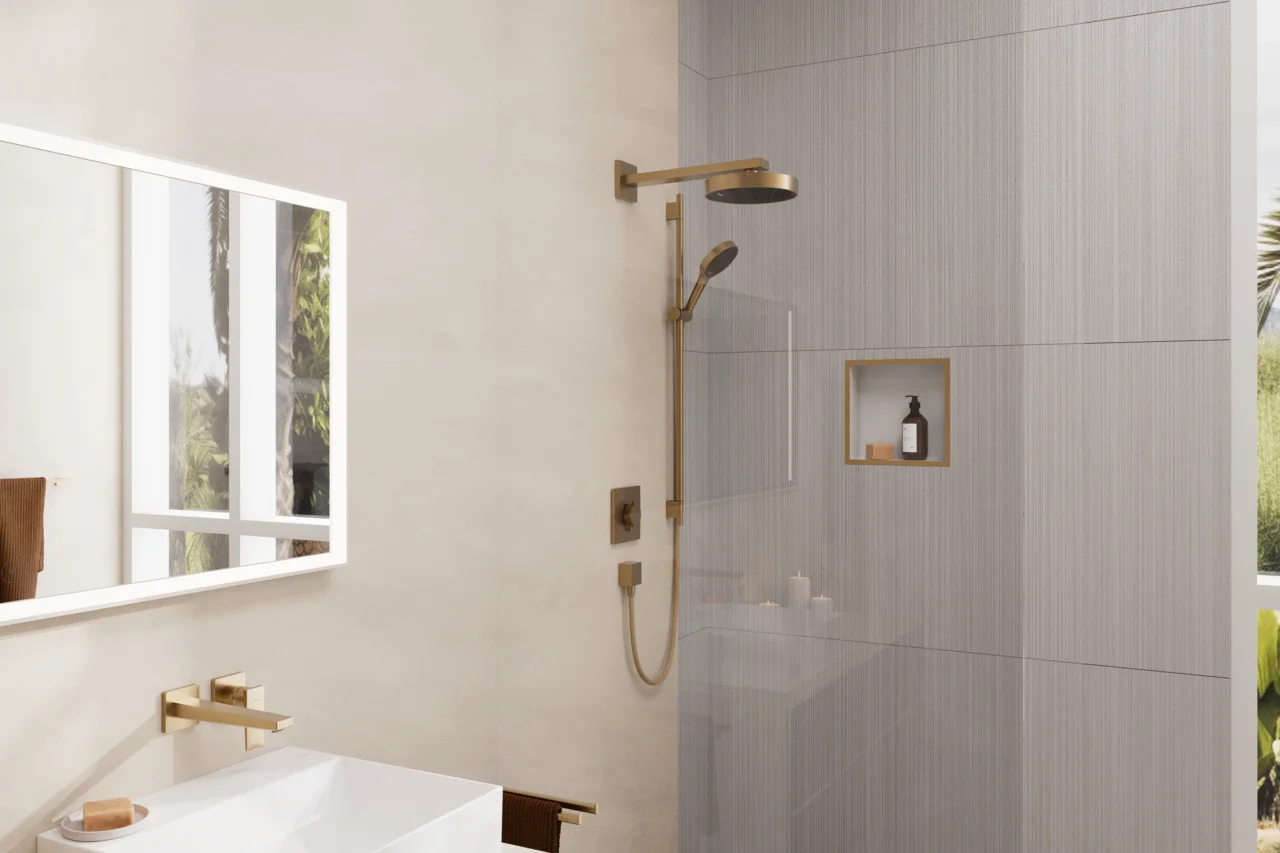 Hansgrohe ShowerSelect Comfort E Thermostat Unterputz, Brushed Bronze, 2 Verbraucher, max. Durchfluss 22,7 l/min, min./max. Betriebsdruck 1/10 bar Hansgrohe ShowerSelect Comfort E Thermostat Unterputz, Brushed Bronze, 2 Verbraucher, max. Durchfluss 22,7 l/min, min./max. Betriebsdruck 1/10 bar