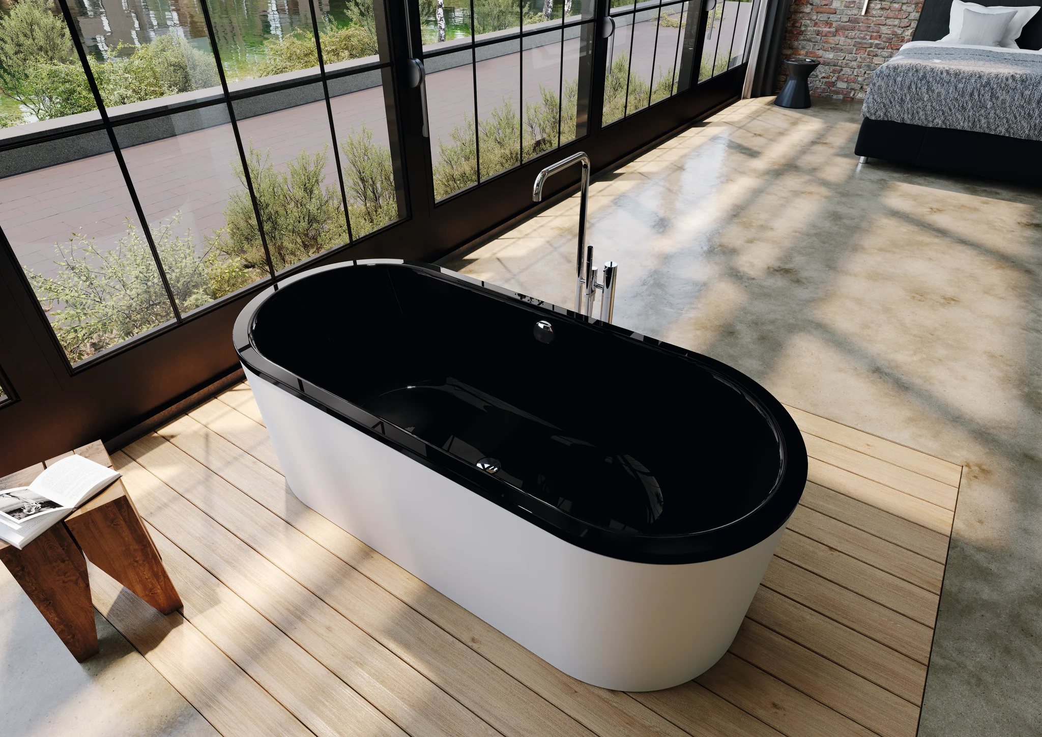 Kaldewei Badewanne „Classic Duo Oval“ freistehend oval 170 × 75 cm, ohne Grifflochbohrungen in schwarz