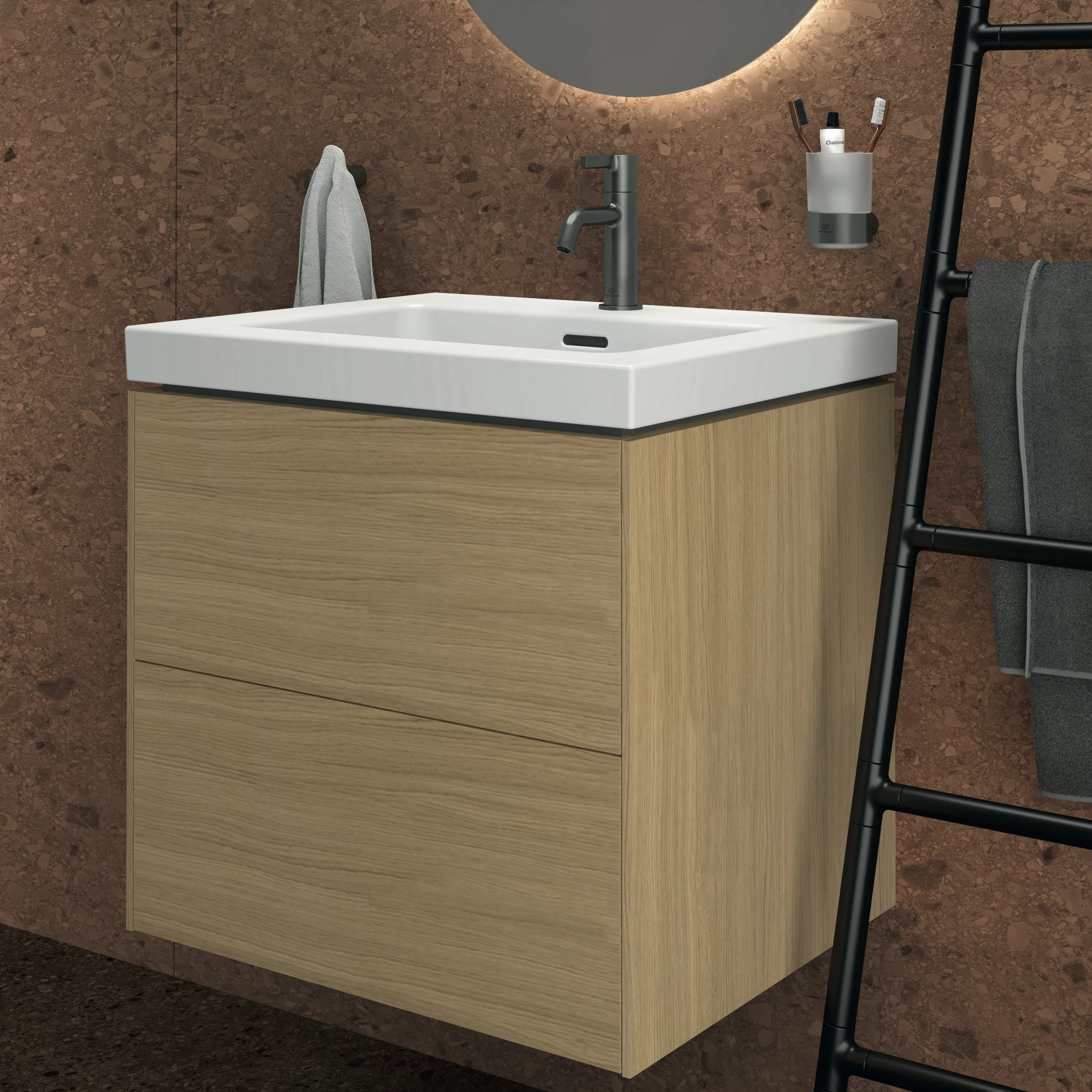 Ideal Standard Möbelwaschtischunterschrank Conca 2 Auszüge 600x505x550mm Eiche hell Ideal Standard Möbelwaschtischunterschrank Conca 2 Auszüge 600x505x550mm Eiche hell