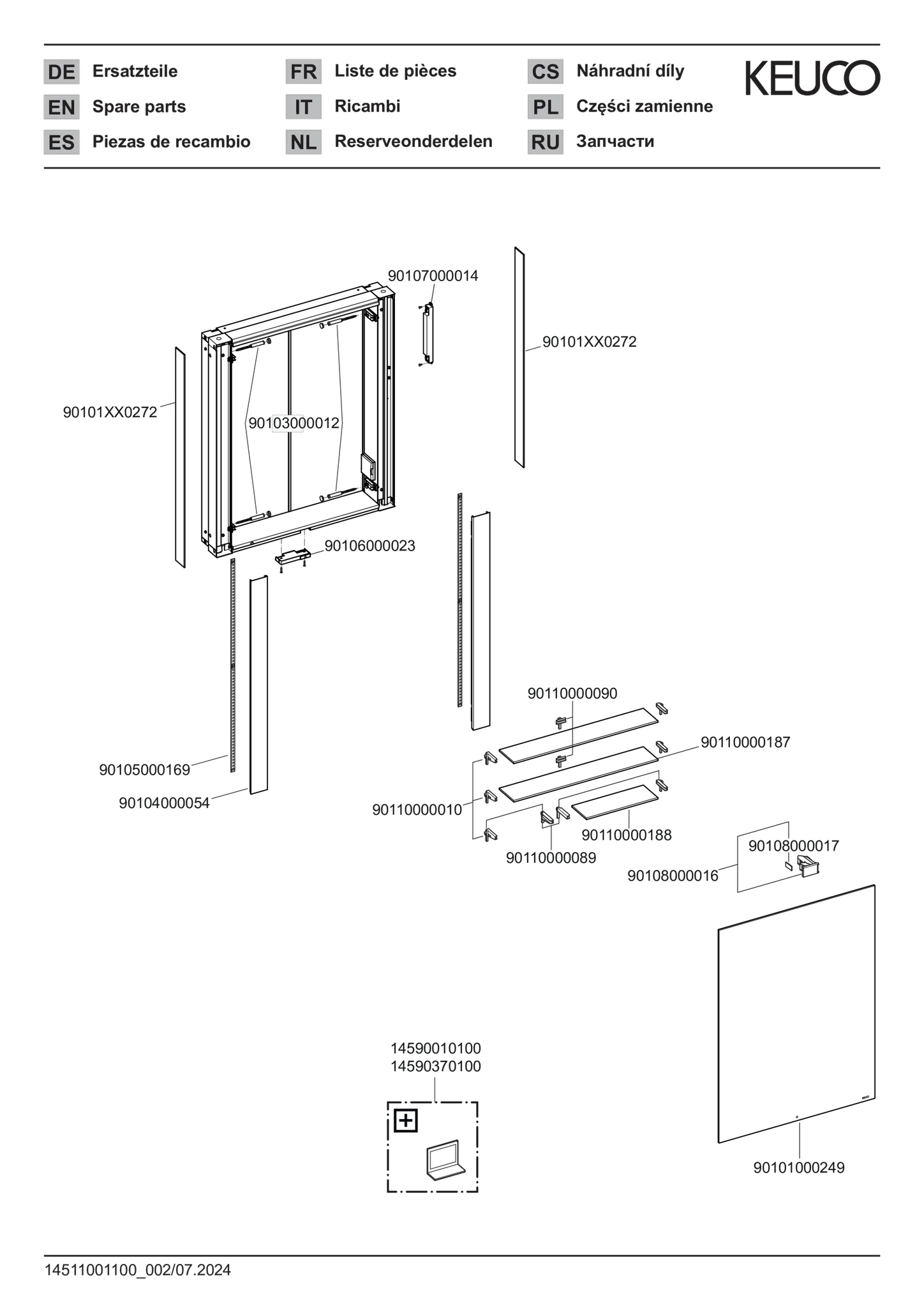 KEUCO Wandeinbau Spiegelschrank „Somaris“ 600 × 710 × 115 mm Anschlag rechts, rechts