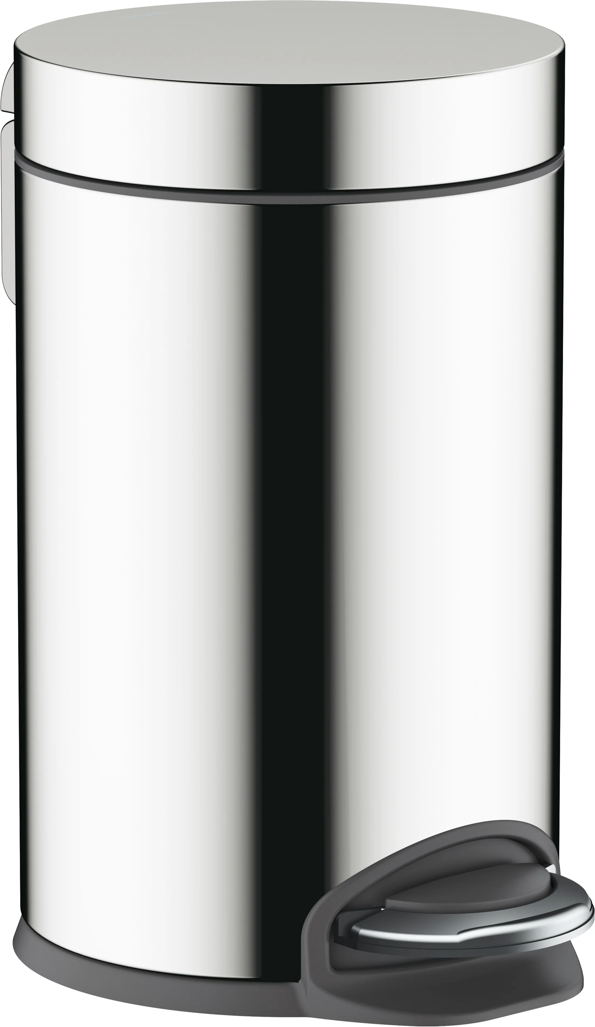 Hansgrohe AddStoris Treteimer in Chrom, freistehend, 3 Liter Fassungsvermögen, mit herausnehmbarem Kunststoffeinsatz und Softclose-Funktion