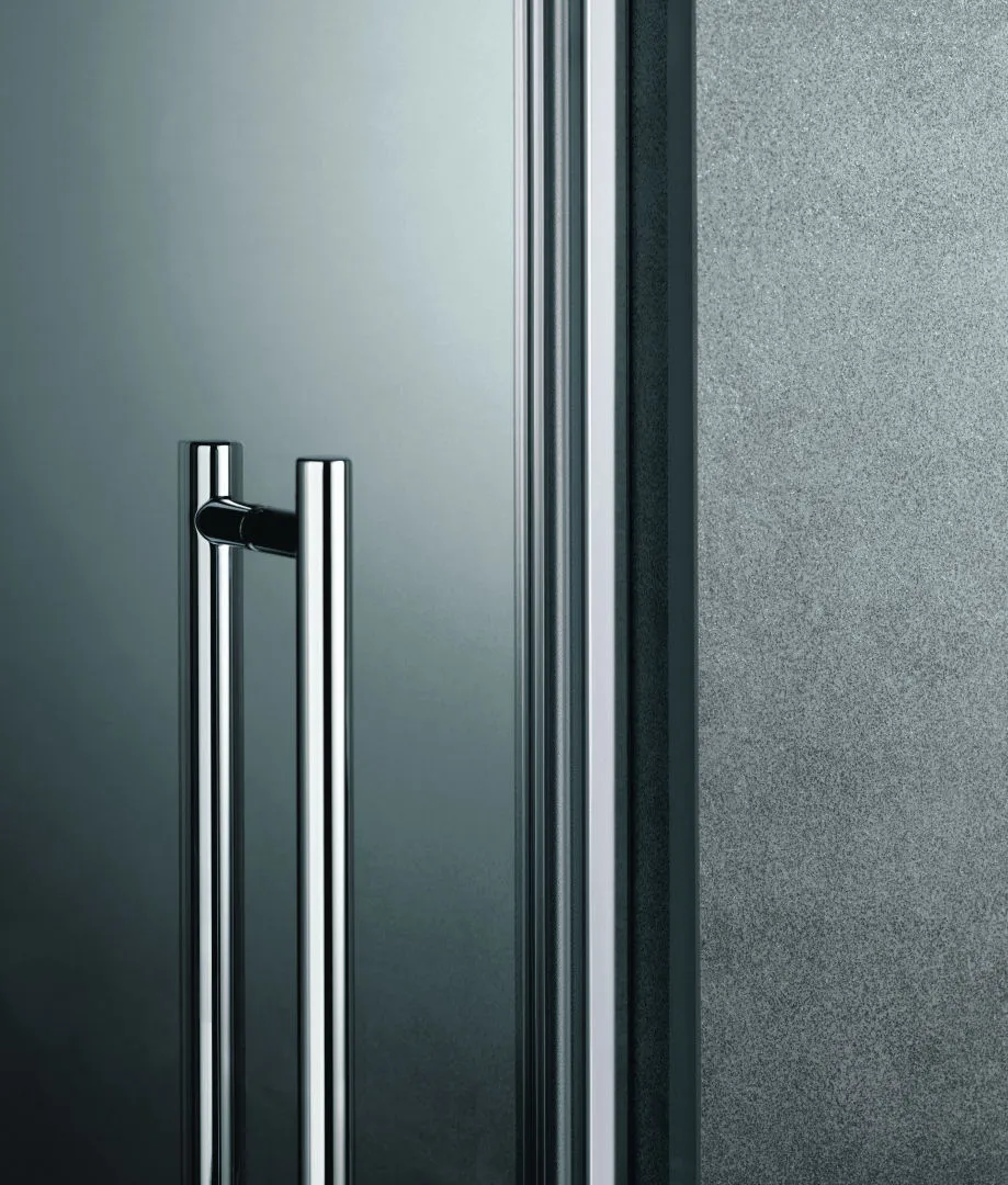 PASA XP PX1TL Pendeltür 1-flügelig mit Festfeld links, für Nische, Höhe 1850 mm, Wanneneinbaumaß 725-760 mm, Breitenverstellmaß 725-760 mm, Farbe Silber Mattglanz, Glas ESG Klar