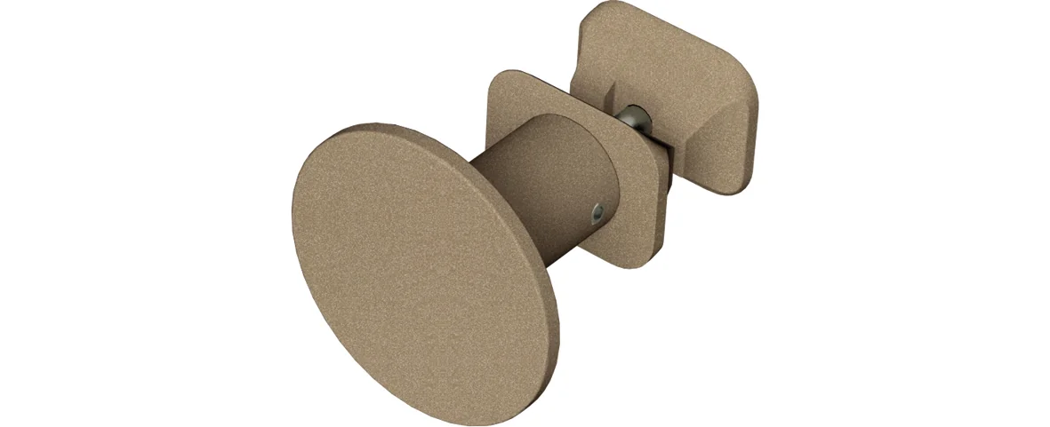 BEMM Knopf TAG Haken, Braunbeige PerlMatt, 45 mm, Bautiefe 33 mm, Montage zwischen Profilen