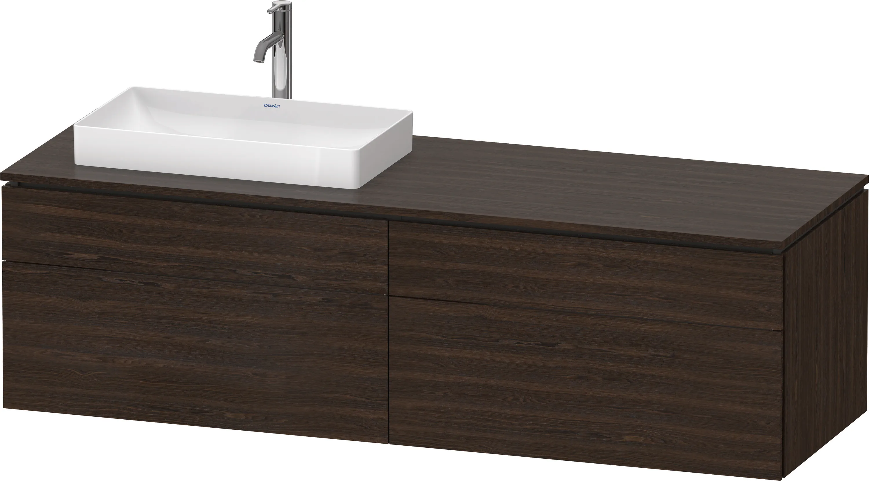 Duravit Waschtischunterschrank wandhängend „L-Cube“ 162 × 48,2 × 55 cm Nussbaum gebürstet, links Duravit Waschtischunterschrank wandhängend „L-Cube“ 162 × 48,2 × 55 cm Nussbaum gebürstet, links