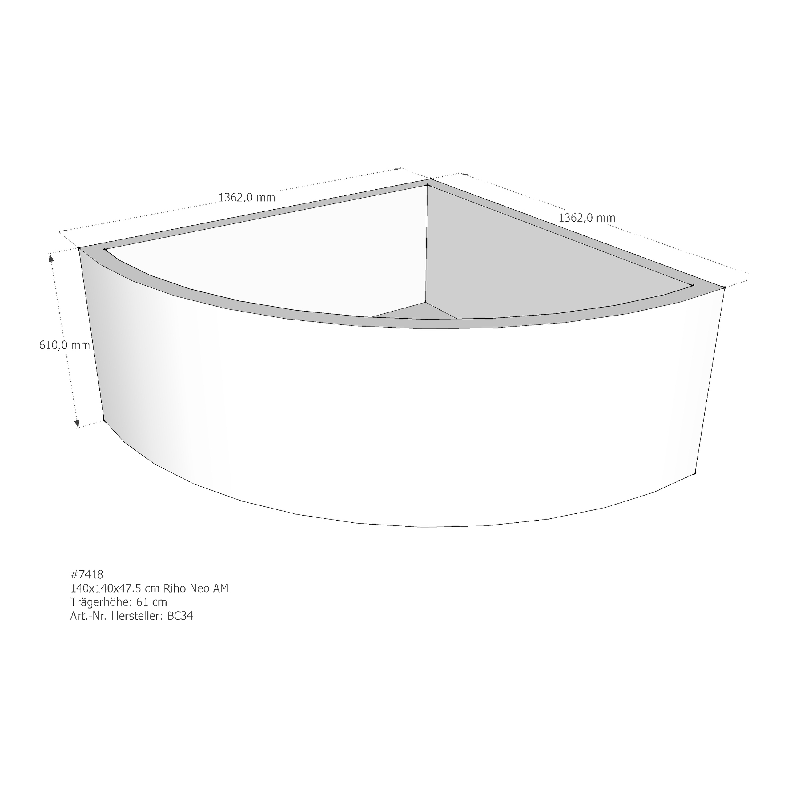 Badewannenträger für Riho Neo 140 140 × 140 × 47,5 cm Badewannenträger für Riho Neo 140 140 × 140 × 47,5 cm