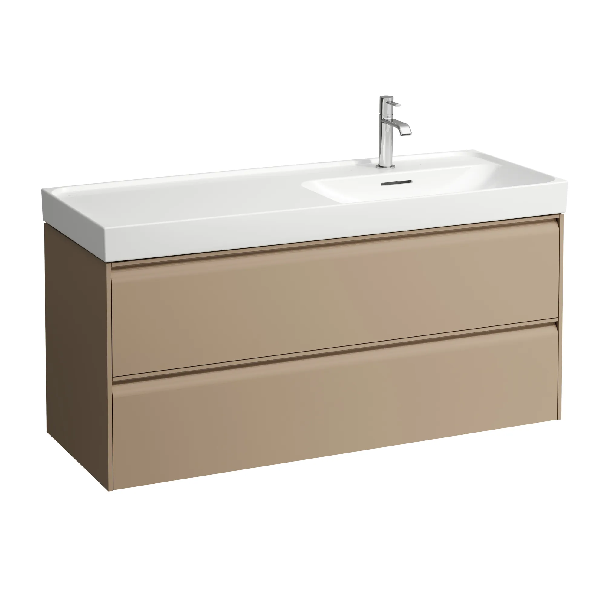 Waschtischunterbau MEDA 448x1182x515 2 Schubladen integrierte Griffleiste für Waschtisch H817119 weiß matt