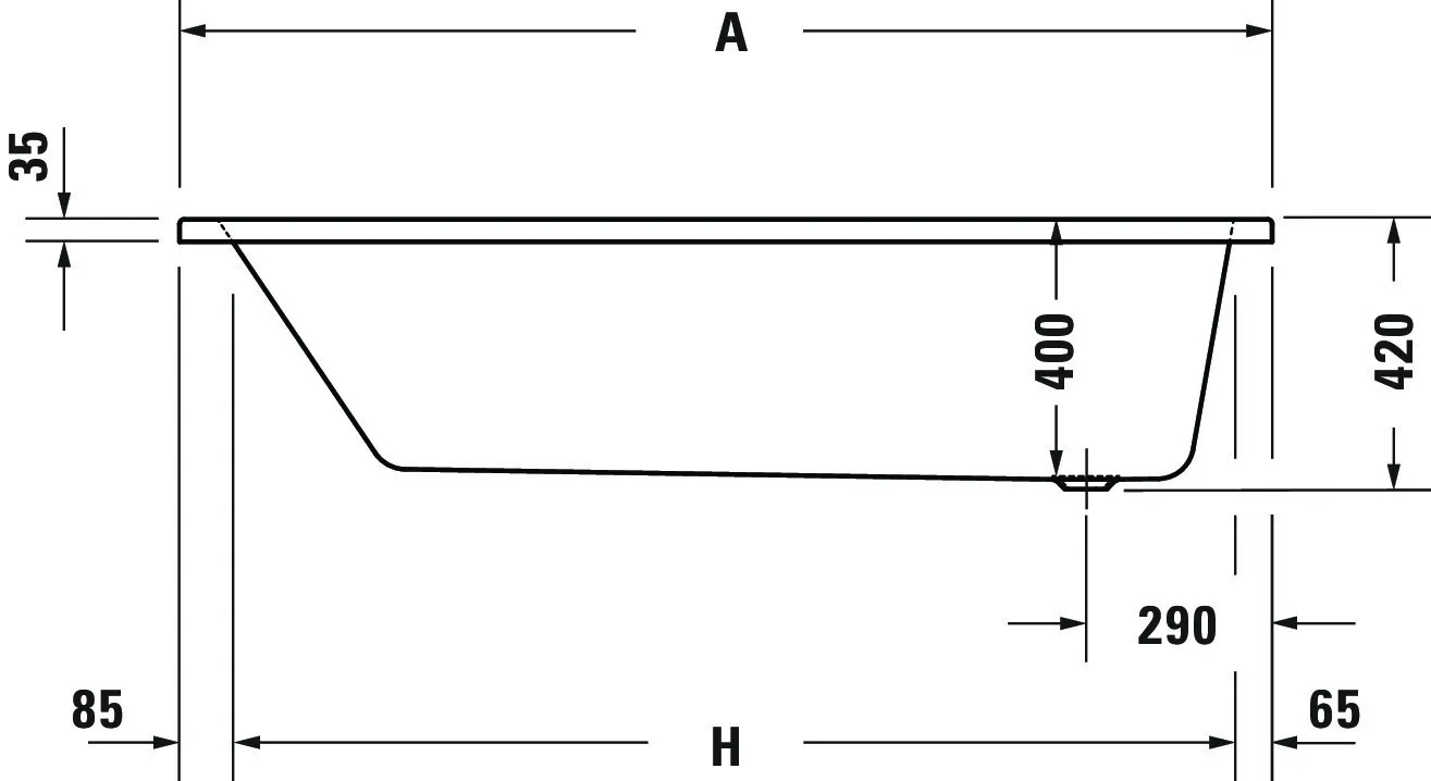 Duravit Badewanne „No.1“ rechteck 150 × 70 cm, Fußablauf