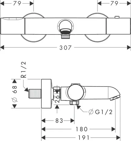 Thermostatmischer Aufputz Axor Citterio M chrom für Wanne Thermostatmischer Aufputz Axor Citterio M chrom für Wanne