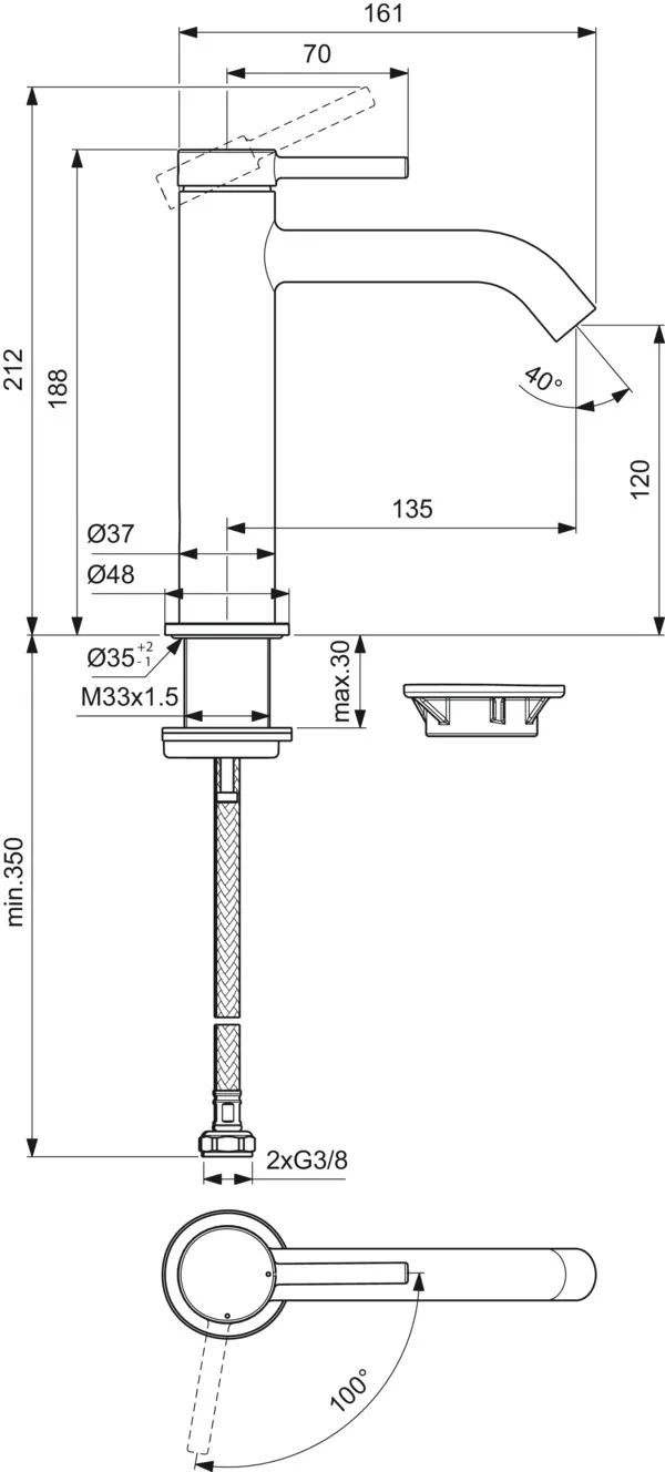 Waschtischarmatur Ceraline Nuovo Ausladung 135mm ohne Ablaufgarnitur BlueStart Chrom Waschtischarmatur Ceraline Nuovo Ausladung 135mm ohne Ablaufgarnitur BlueStart Chrom