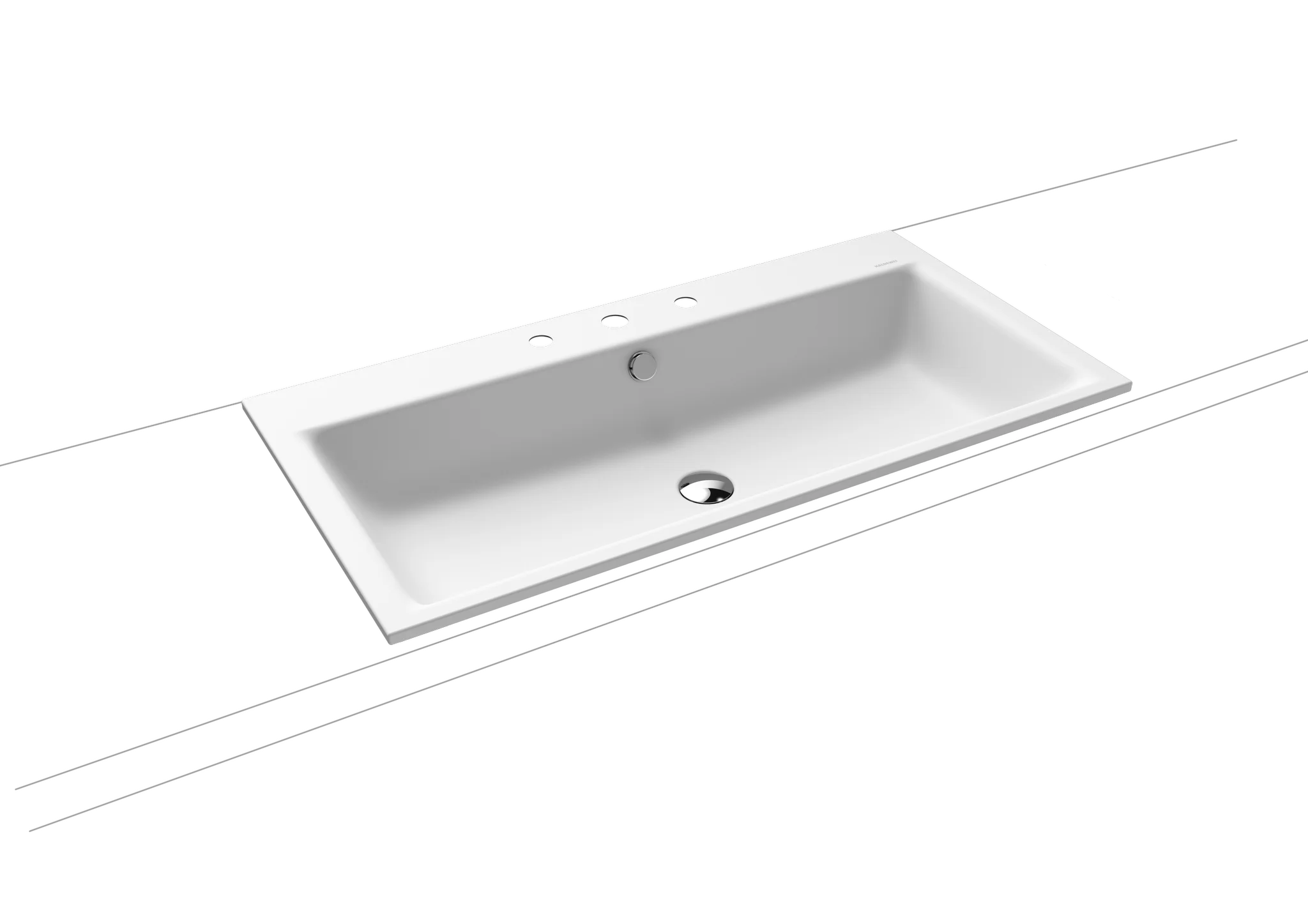 Kaldewei PURO Einbauwaschtisch, alpinweiß matt, 900x460 mm, 14 mm Randhöhe, mit Überlauf, 3er Hahnlochbohrung