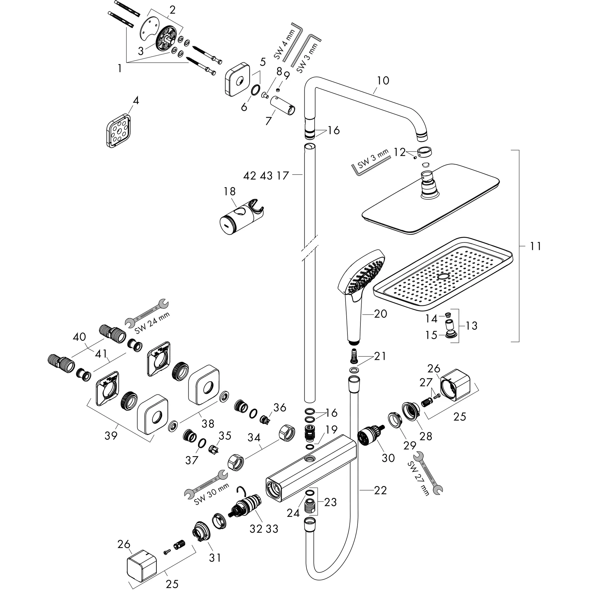 Showerpipe Croma E 280 1jet chrom mit Brausethermostat