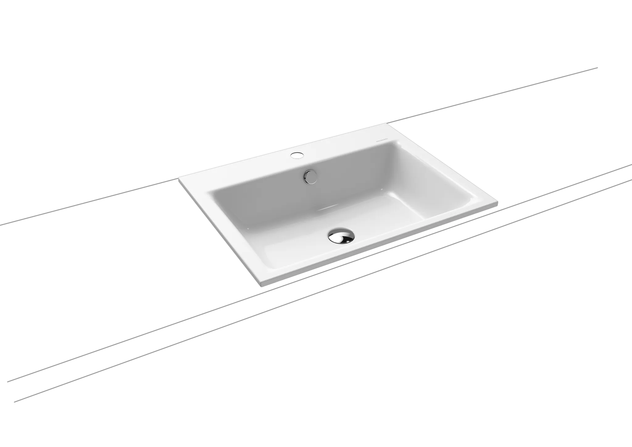 Einbauwaschtisch „Puro“ 60 × 46 cm, mit Hahnlochbohrung in alpinweiß mit Perl-Effekt