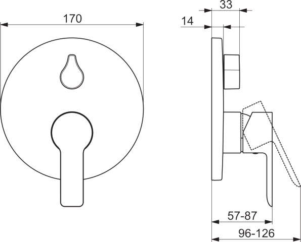 HA Einhebelmischer Fertigmontageset für Wanne/Brause HANSALIGNA 8385 Rosette rund Chrom