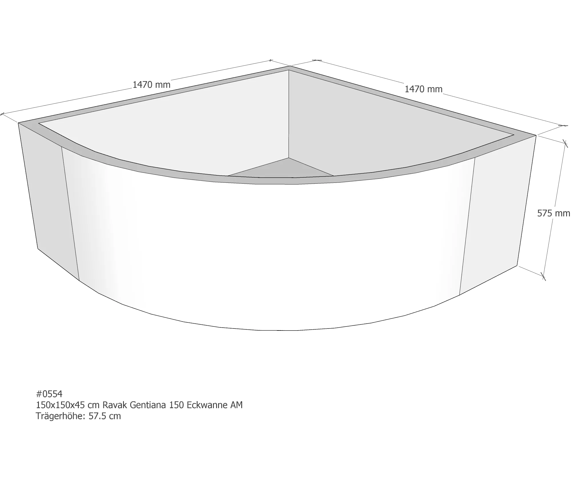 Badewannenträger passend für Ravak Gentiana 150 150 × 150 × 45 cm