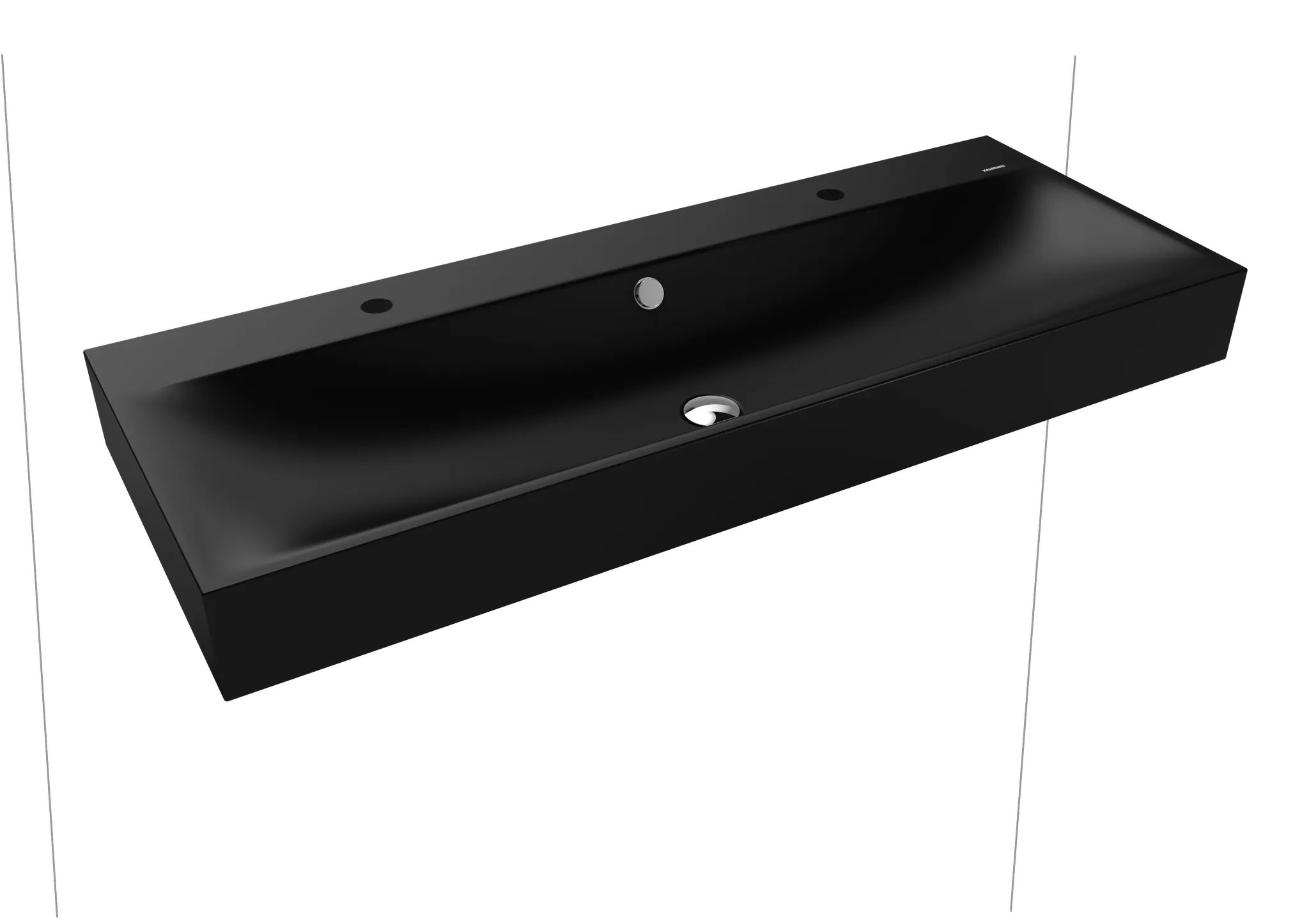 Doppelwaschtisch „Silenio“ 120 × 46 cm, ohne Hahnlochbohrung in schwarz matt