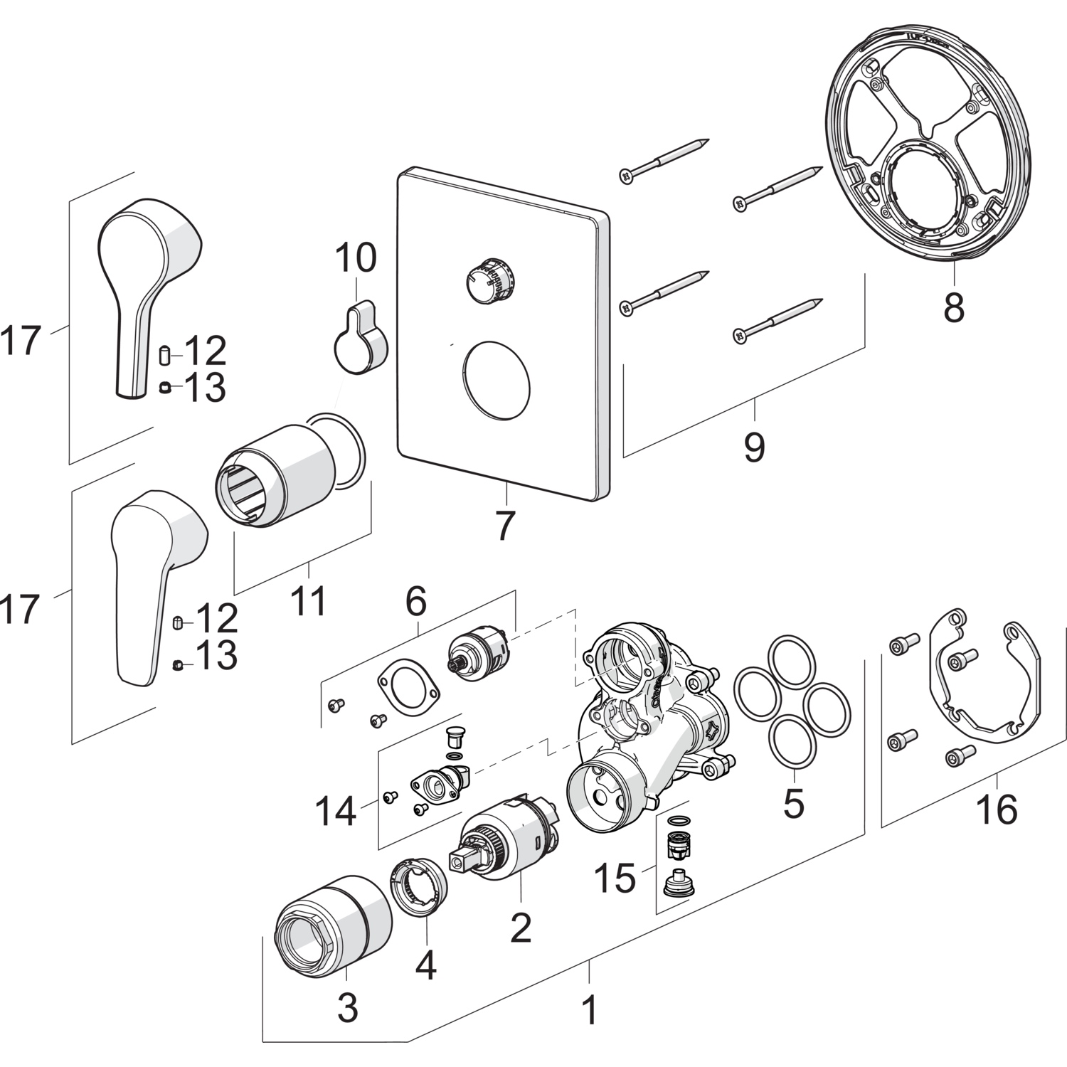 HA Einhebelmischer Fertigmontageset für Wanne/Brause HANSAPOLO 8062 Rosette eckig mit Sicherungseinrichtung Chrom
