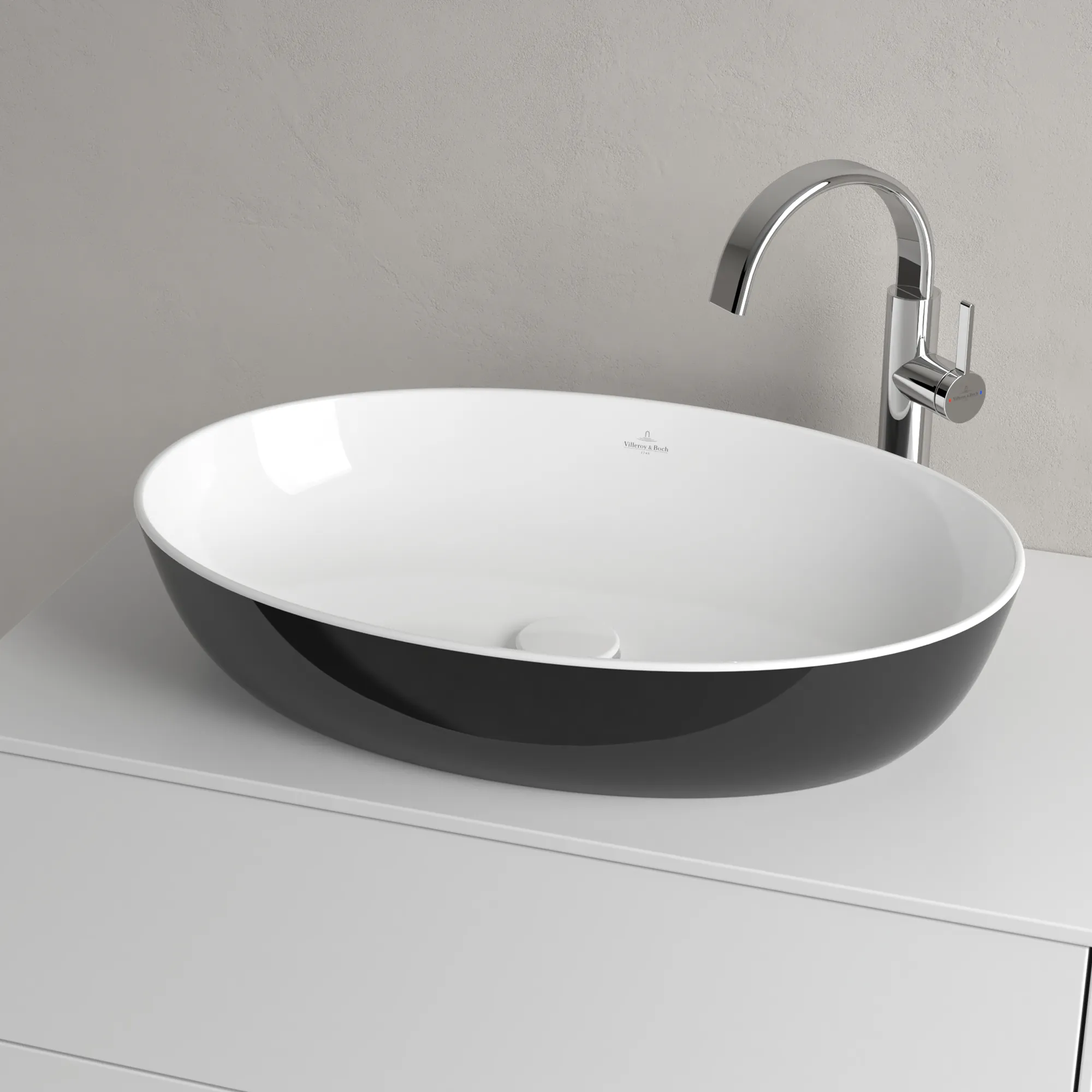 Villeroy & Boch Aufsatzwaschtisch aus TitanCeram „Artis“ 610 × 410 × 130 mm in Coal Black
