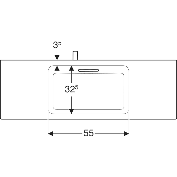 Wandwaschtisch „One“ mit horizontalem Ablauf, rechteckig 120 × 40 cm in weiß matt mit KeraTect®