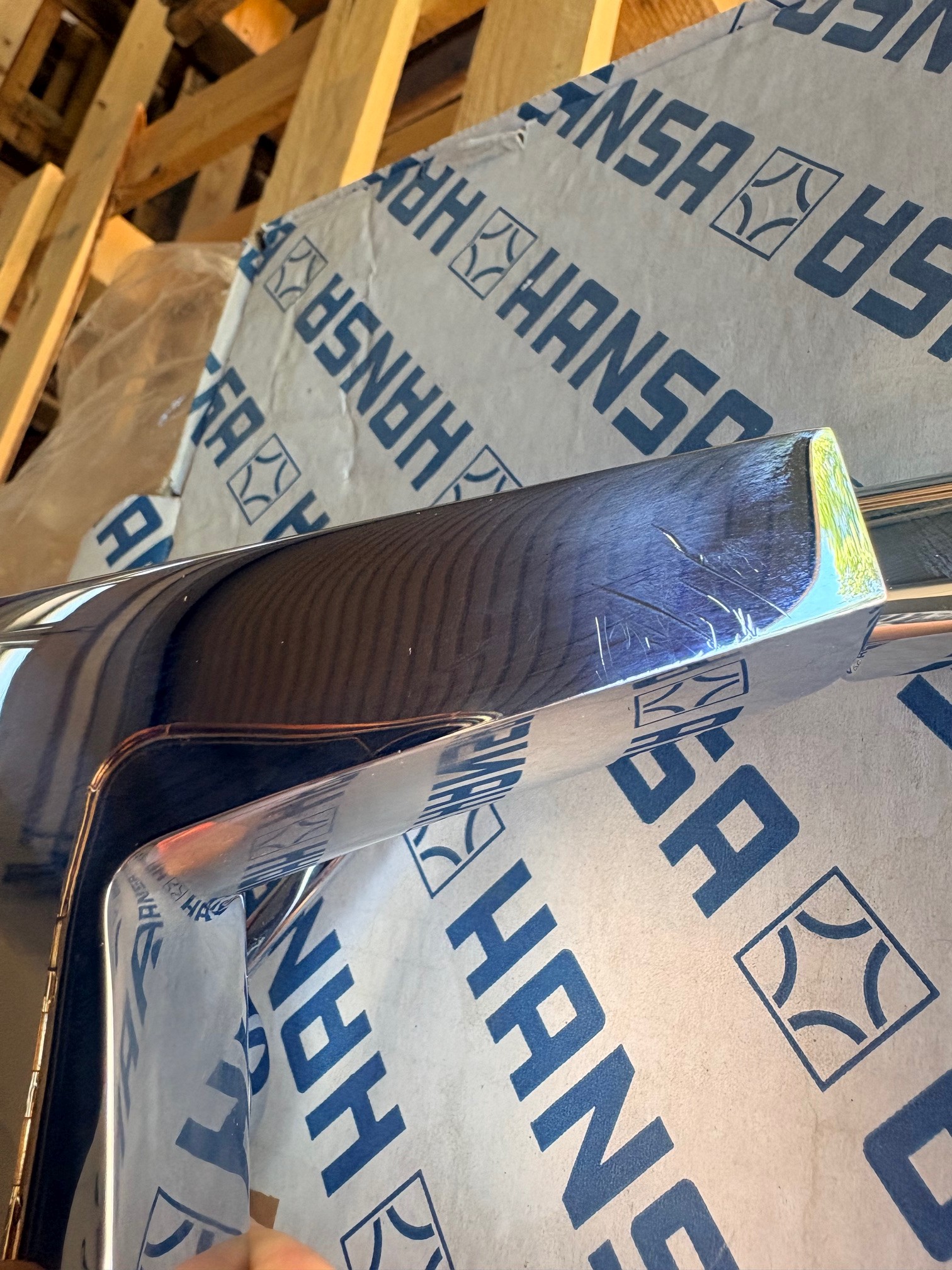 Hansa Einhebelmischer „Loft“ in chrom 57583203, Zugstangenablaufgarnitur Ausladung 141 mm, B-Ware - Sonderpreis