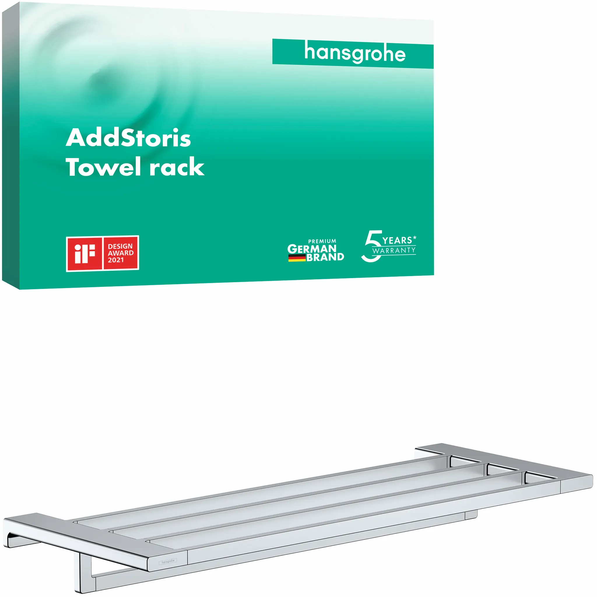 Hansgrohe AddStoris Q Handtuchablage mit Handtuchhalter, Chrom Hansgrohe AddStoris Q Handtuchablage mit Handtuchhalter, Chrom