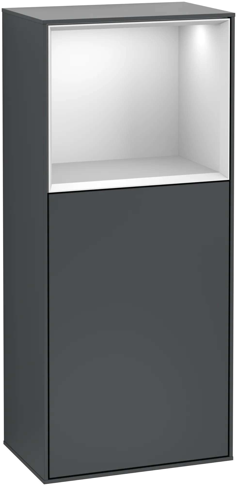 Villeroy & Boch Finion Seitenschrank G50, Midnight Blue Matt Lacquer, 418x936x270 mm, mit Beleuchtung und Push-to-open Funktion Villeroy & Boch Finion Seitenschrank G50, Midnight Blue Matt Lacquer, 418x936x270 mm, mit Beleuchtung und Push-to-open Funktion