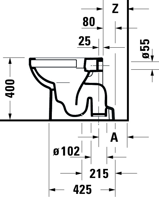 Stand-Tiefspül-WC „No.1“ 37 × 40 × 56 cm 