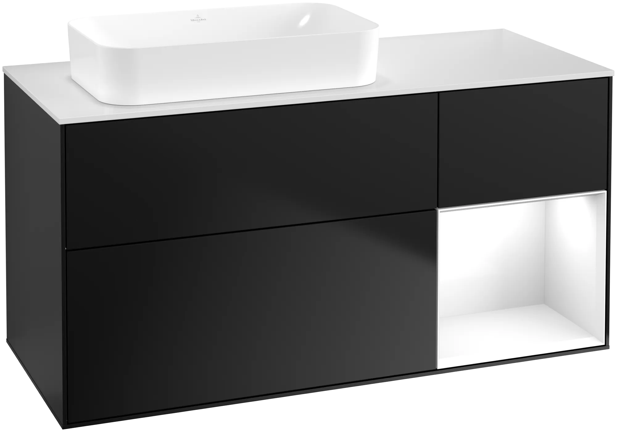 Villeroy & Boch Finion Waschbeckenunterschrank G69, 1200x603x501mm, links, Beleuchtung