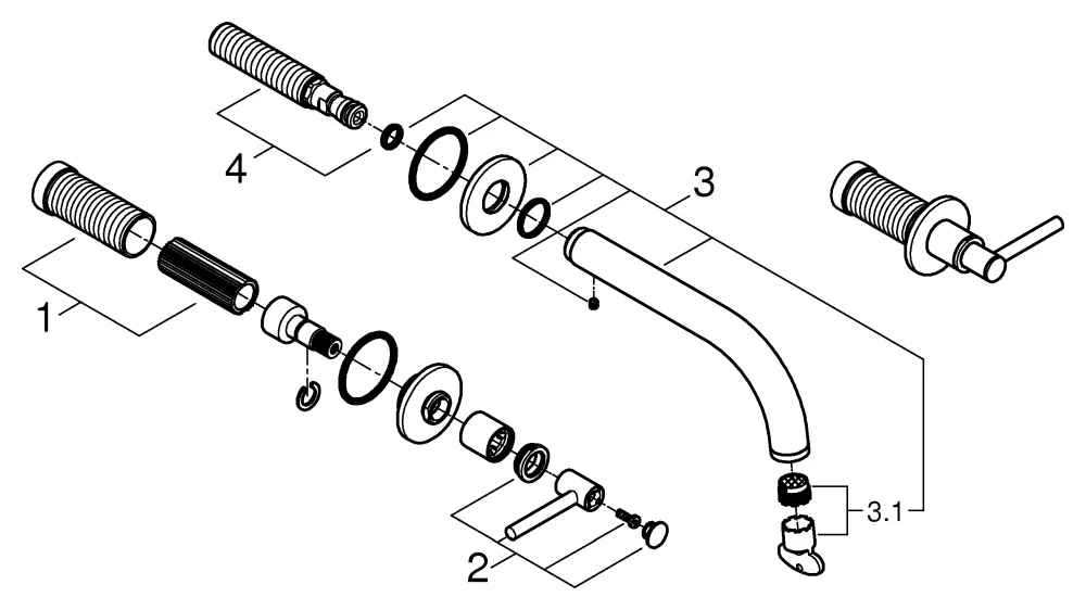 3-Loch-Waschtisch-Batterie Atrio 20662, Wandmontage, Fertigmontageset für 29 025 002, mit Hebelgriffen, Ausladung 180 mm, chrom