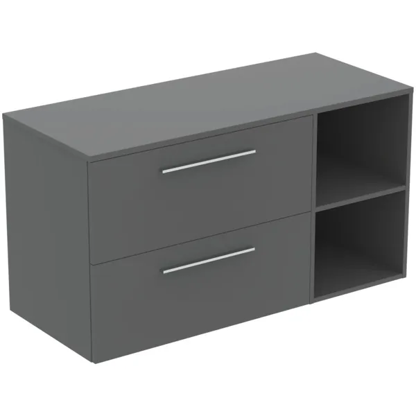 Möbel-Set 120cm i.life B 2 Auszüge 2 offene Fächer Griff Chrom Weiß matt Möbel-Set 120cm i.life B 2 Auszüge 2 offene Fächer Griff Chrom Weiß matt