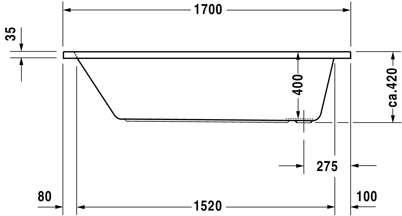 Duravit Badewanne „D-Code“ rechteck 170 × 70 cm, Fußablauf 
