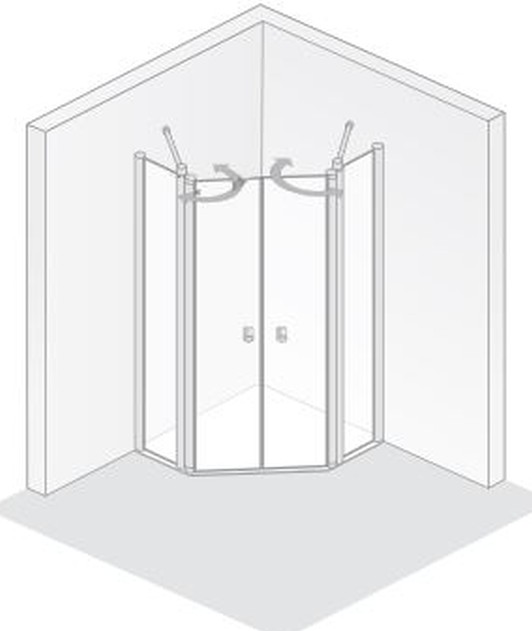 HSK teilgerahmte Fünfeckdusche pendelbar 4-teilig „Exklusiv“ Glas Klar hell, Profile Manhattan, B: 900 mm H: 2000 mm HSK teilgerahmte Fünfeckdusche pendelbar 4-teilig „Exklusiv“ Glas Klar hell, Profile Manhattan, B: 900 mm H: 2000 mm