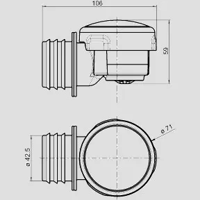 SANIT Rohrbelüfter ventilair DN 30-50 waagerecht
