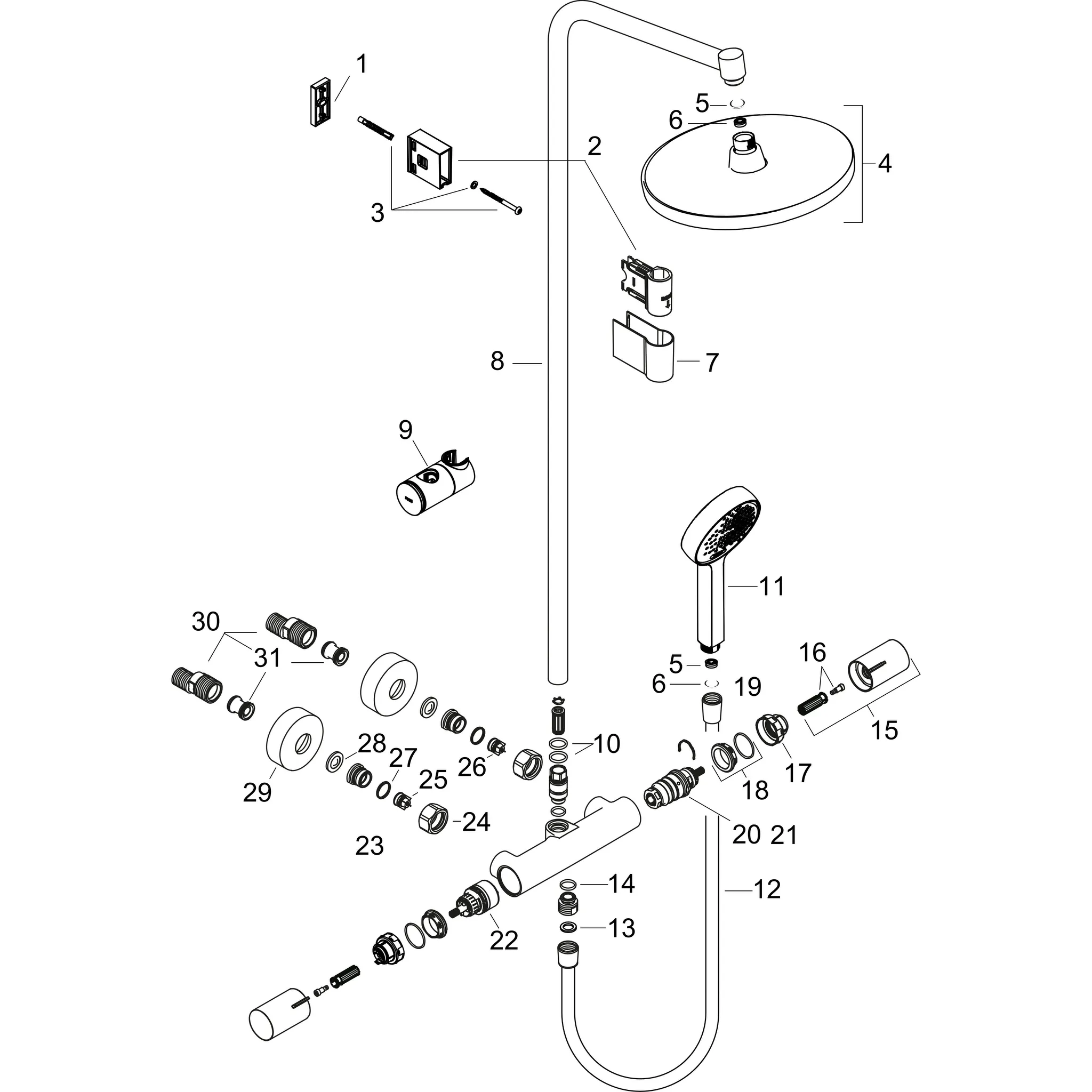 Hansgrohe Activera S Showerpipe 240 1jet EcoSmart mit Ecostat Fine Varia, Mattschwarz Hansgrohe Activera S Showerpipe 240 1jet EcoSmart mit Ecostat Fine Varia, Mattschwarz