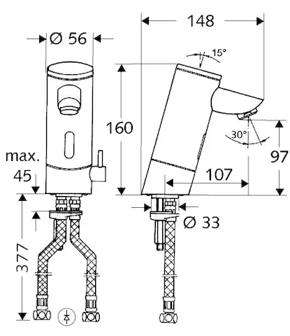 Waschtisch-Armatur PURIS E, Elektronisch, HD-M - Hochdruck Mischwasser, Infrarot, Batteriefach, G 3/8 IG, chrom
