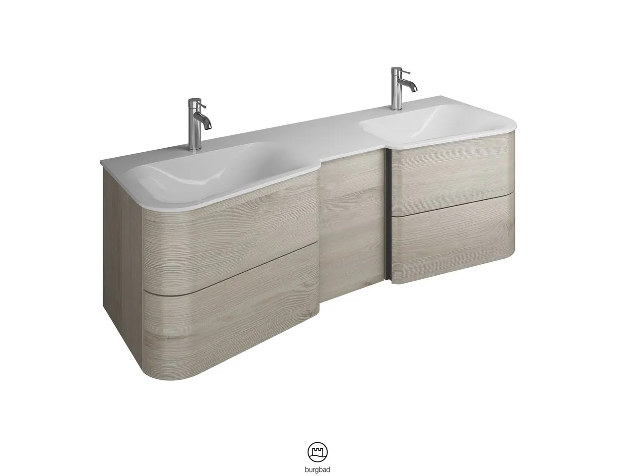 burgbad Badmöbelset „Badu“ Griffleiste, Weiß, in Weiß Matt burgbad Badmöbelset „Badu“ Griffleiste, Weiß, in Weiß Matt