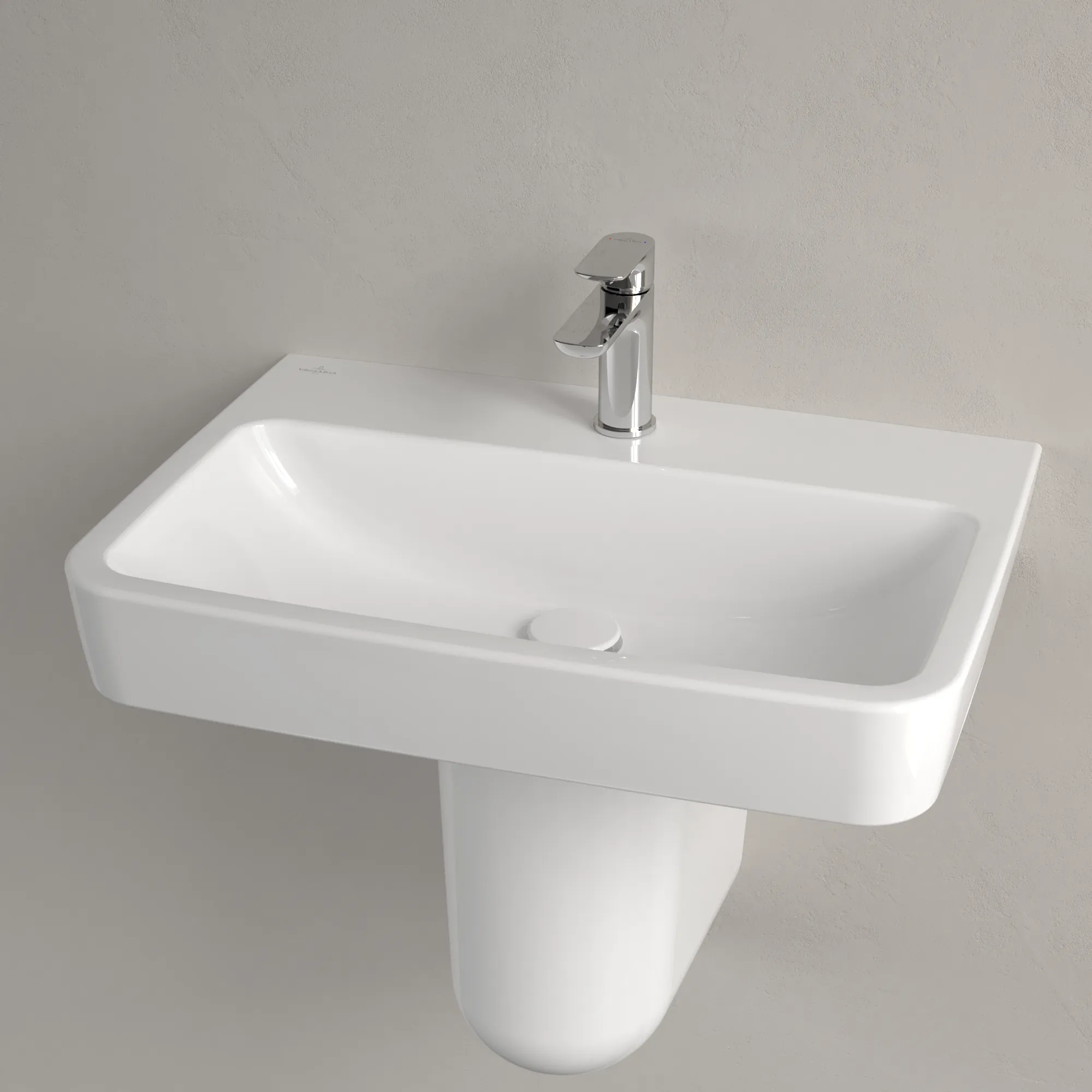 Villeroy & Boch Wandwaschtisch „O.novo“ 650 × 460 × 175 mm, für Becken mittig, mit Hahnlochbohrung, Hahnlochposition mittig in Weiß Alpin Villeroy & Boch Wandwaschtisch „O.novo“ 650 × 460 × 175 mm, für Becken mittig, mit Hahnlochbohrung, Hahnlochposition mittig in Weiß Alpin