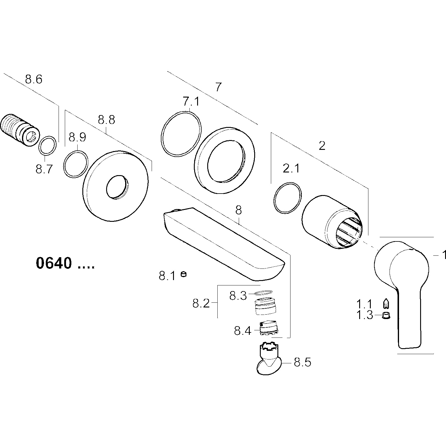 HA Einhebelmischer Fertigmontageset für Waschtischbatterie HANSALIGNA 0640 Rosette rund Ausladung 185 mm DN15 Chrom