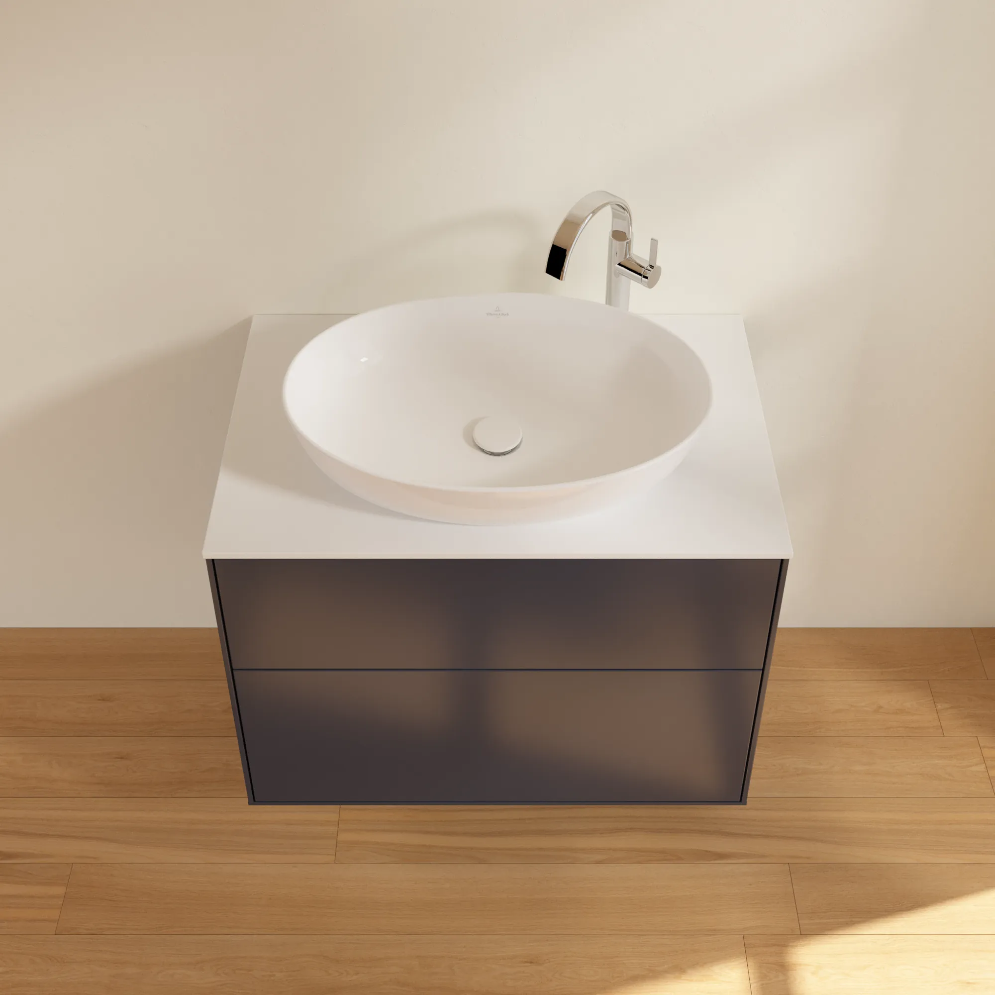 Villeroy & Boch Waschbeckenunterschrank Finion F87, Midnight Blue Matt Lacquer, 800x603x501 mm, mit SoftClosing und Push-to-open Funktion
