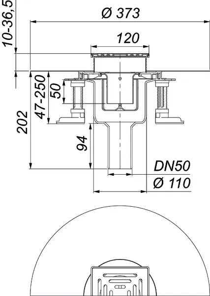 Bodenablauf DallDrain Select senkr., DN50/DN100, 120x120mm Bodenablauf DallDrain Select senkr., DN50/DN100, 120x120mm