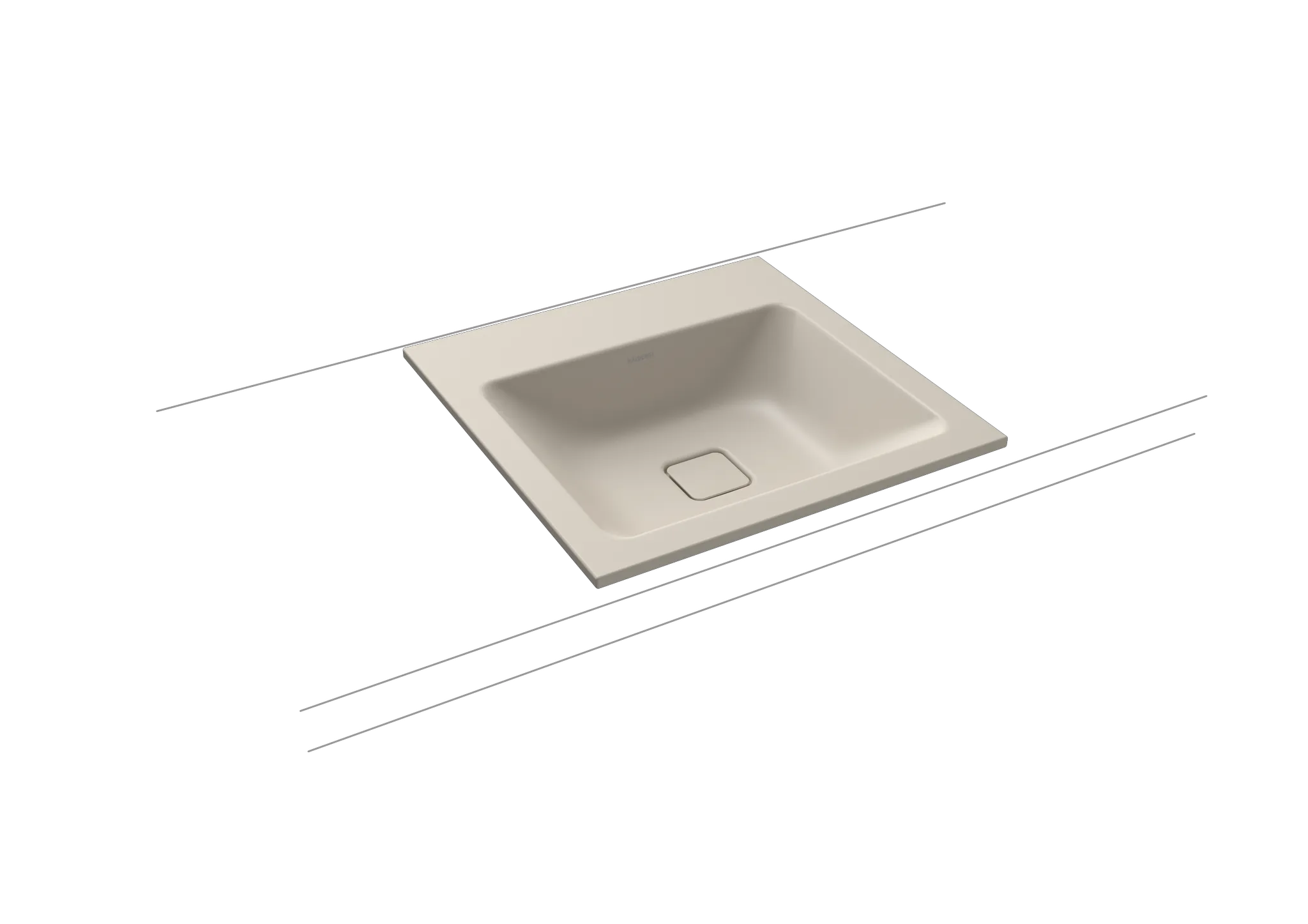 Einbauwaschtisch „Cono“ 50 × 50 cm, mittig, ohne Überlauf, mit Hahnlochbohrung in warm grey 10 mit Perl-Effekt