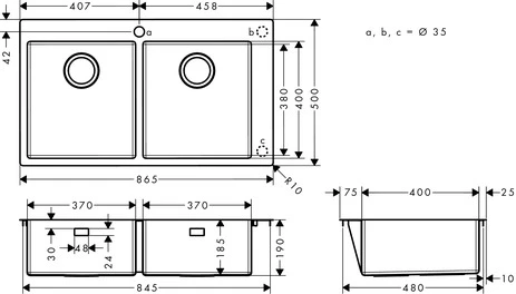 Einbauspüle 370x370 S711-F765