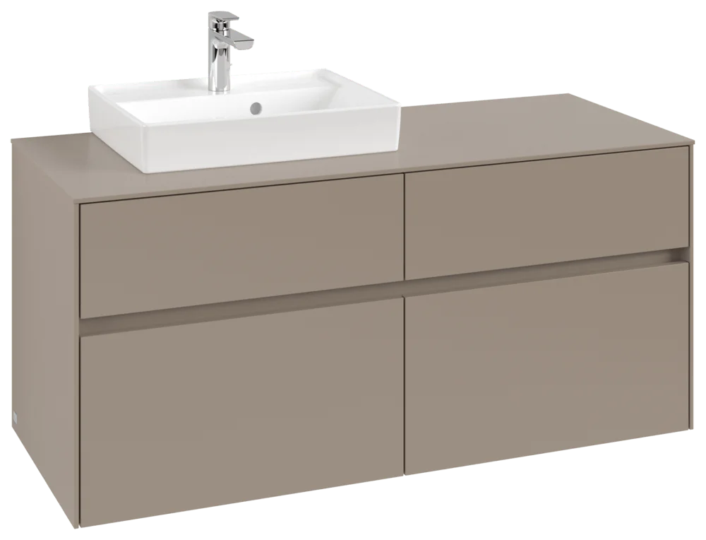 Villeroy & Boch Collaro Waschbeckenunterschrank C071B0, 1200x548x500mm, links, mit Beleuchtung, Taupe
